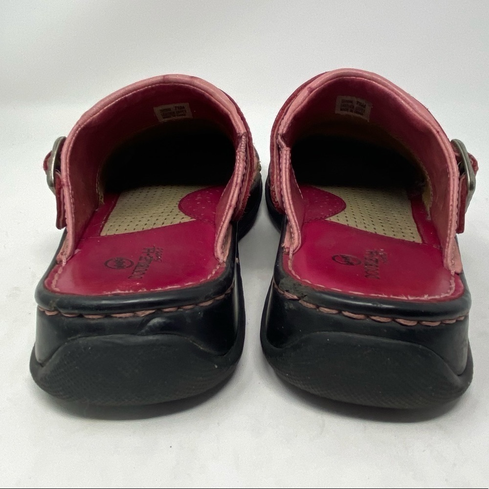 Double H Pink Leather Slide On Clogs - Picture 8 of 13
